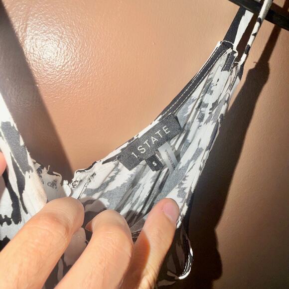 1 State Women's Black White Floral Spaghetti Strap Maxi Dress - Size Small - Picture 2 of 7